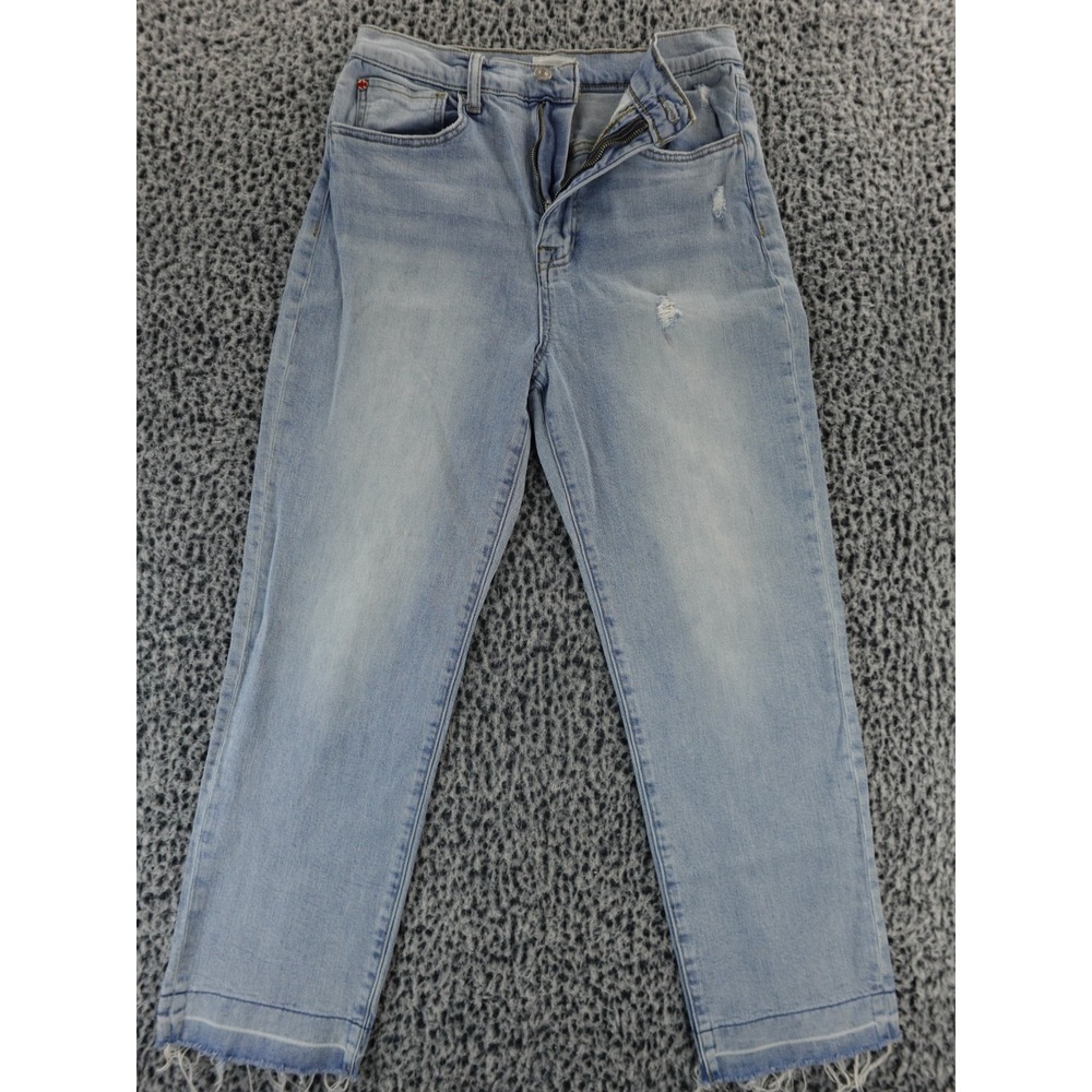 HUDSON Woman KASS High Rise Straight Ankle Jeans Size 27 Medium Wash Fray‎